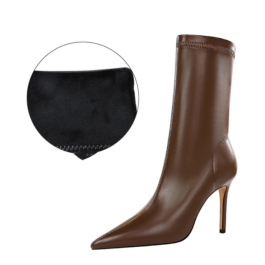 High-heeled Pointed Sexy Nightclub Was Thin Short Boots Women Thin