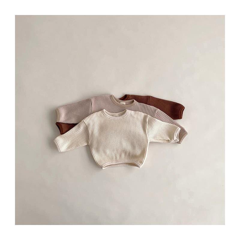 Babies And Young Loose Pullover T-sChildren's Simple Wafflehirt