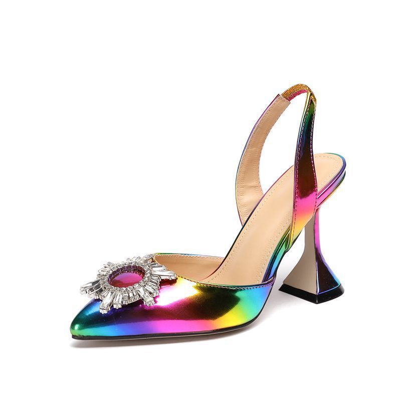 European And American Fashion, Pointed Stiletto Rhinestone Color Plus Size Lady