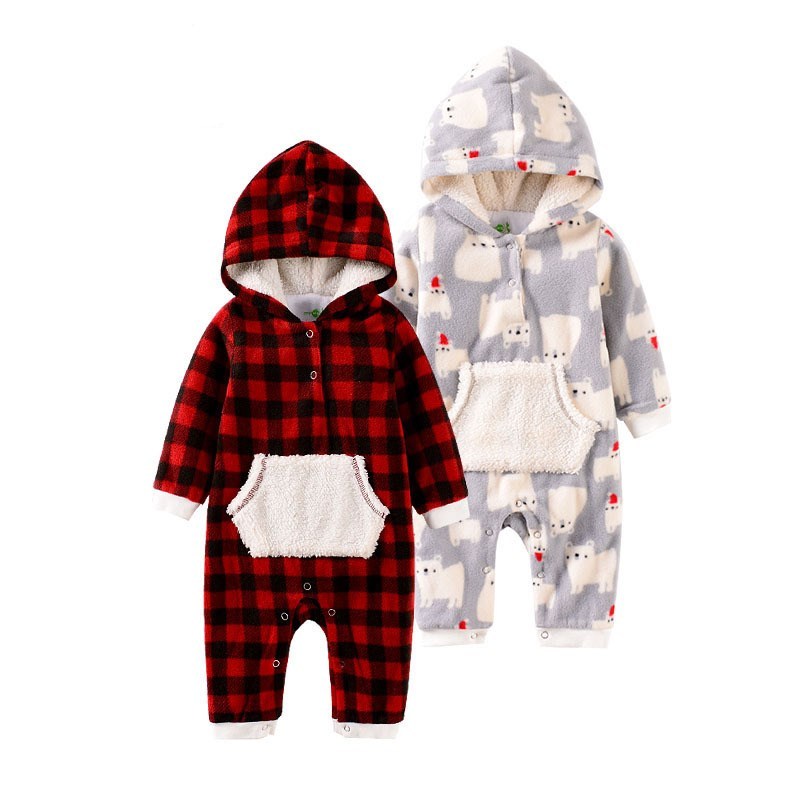 Polar fleece warm long climbing baby one-piece