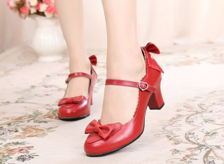 Bowknot single shoes with round head