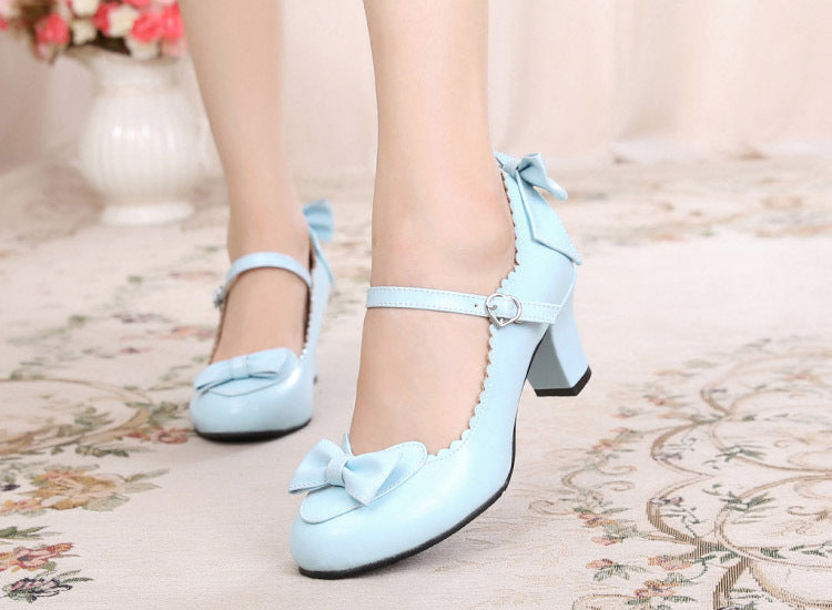 Bowknot single shoes with round head
