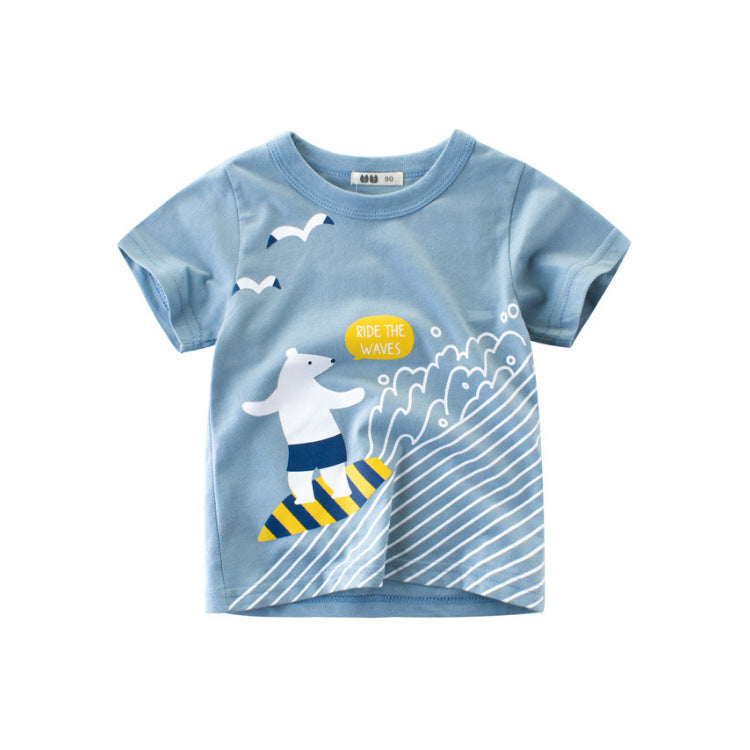 Boys Summer Children's Short-sleeved Cotton T-shirt Male Baby Half-sleeved Top