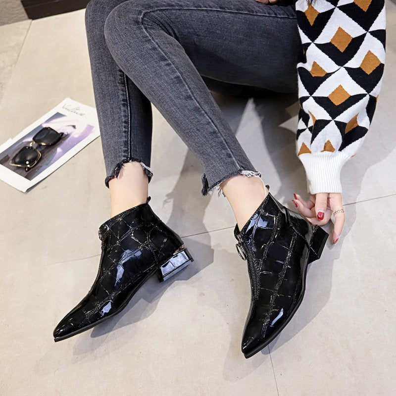 All-Match Thick Heel Boots Short Boots Ins Tide