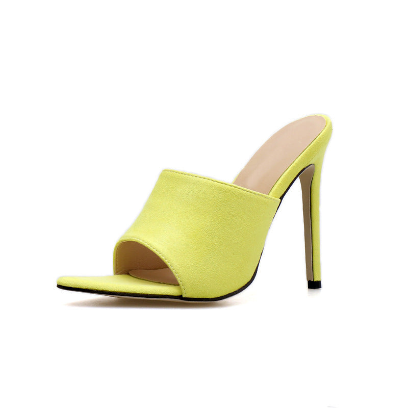 Summer New Women'S Shoes Stiletto High Heels Leopard Print Pointed Toe Fashionable Sandals And Slippers
