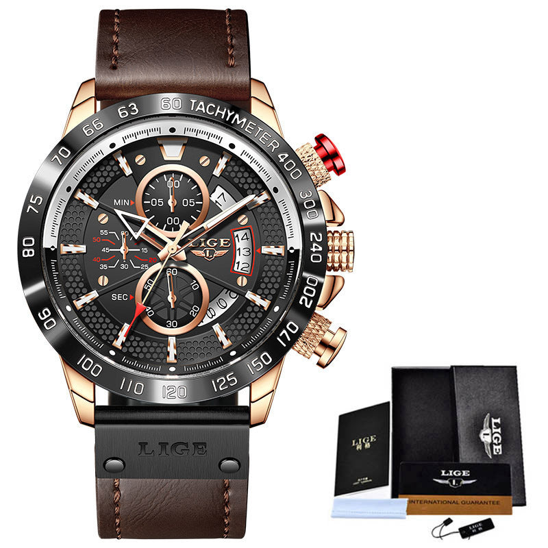 New Men's Quartz Watch Multifunction Chronograph Men's Waterproof Watch