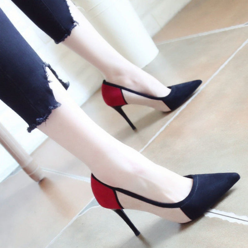 Pointed Toe Color Matching Party Shoes Stiletto Heels