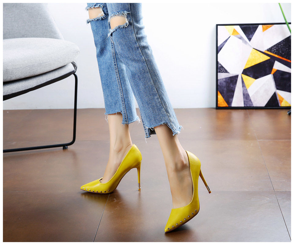 Sexy Pointed Super High Heels With Rivets