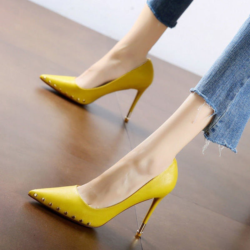 Sexy Pointed Super High Heels With Rivets