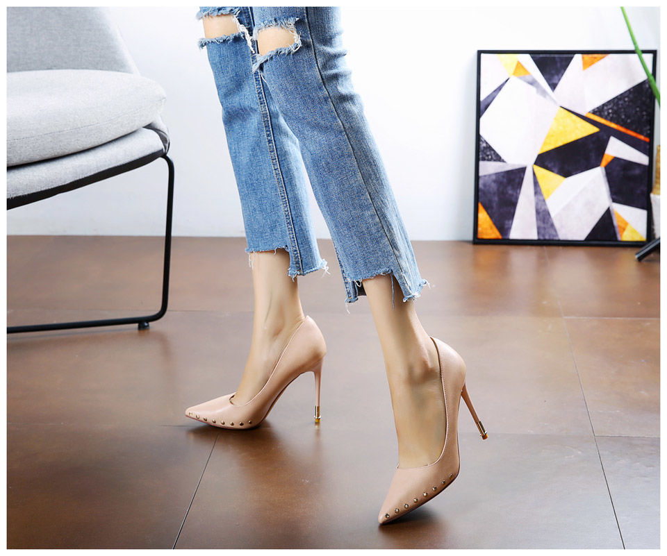 Sexy Pointed Super High Heels With Rivets
