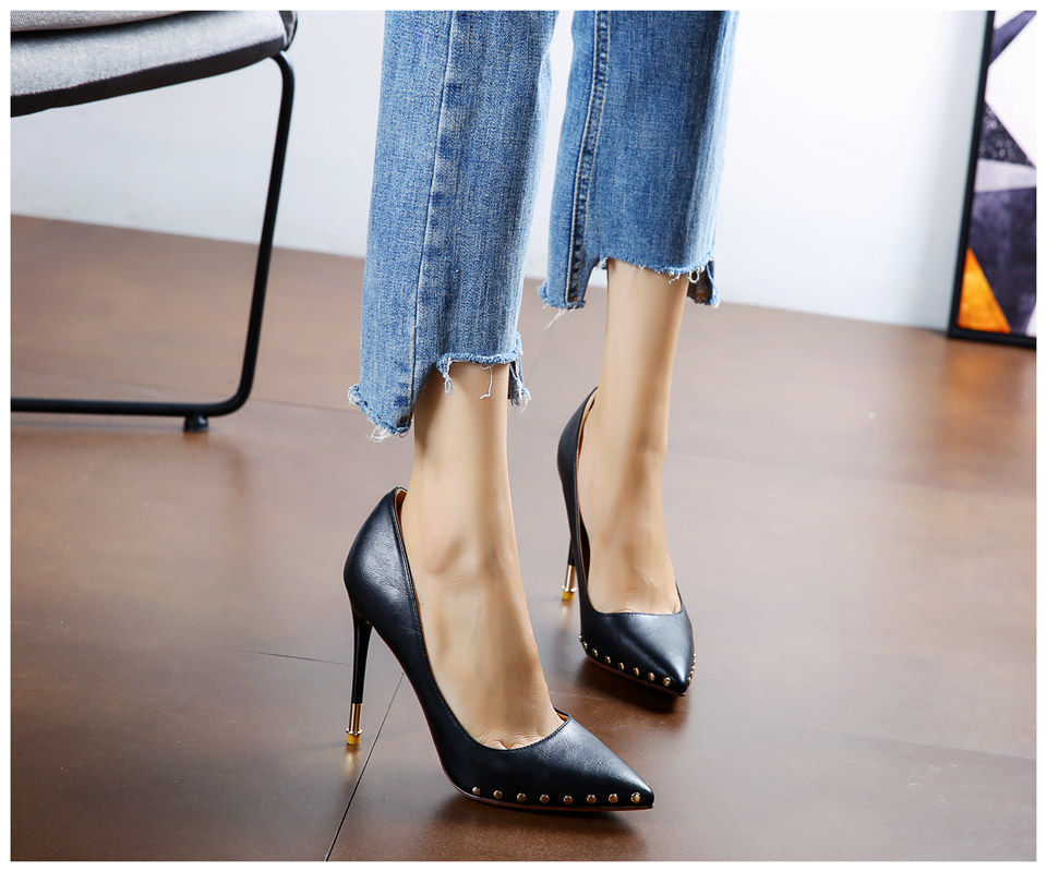 Sexy Pointed Super High Heels With Rivets