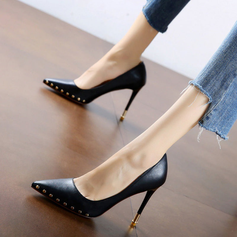 Sexy Pointed Super High Heels With Rivets