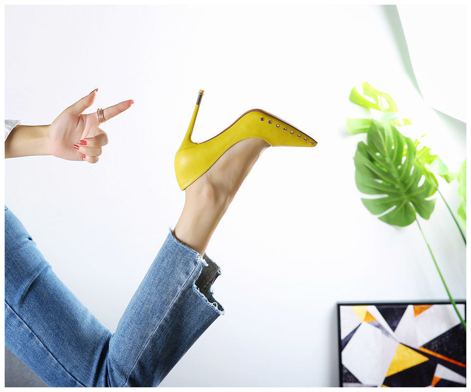 Sexy Pointed Super High Heels With Rivets