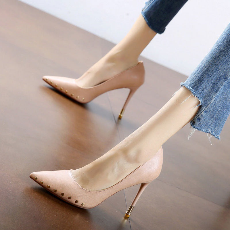 Sexy Pointed Super High Heels With Rivets