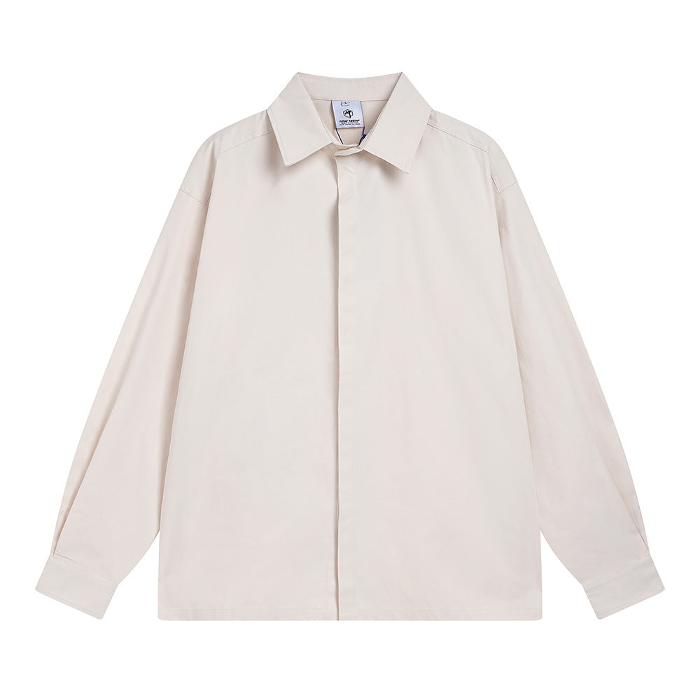 Simple Solid Color Shirt INS American Street Loose