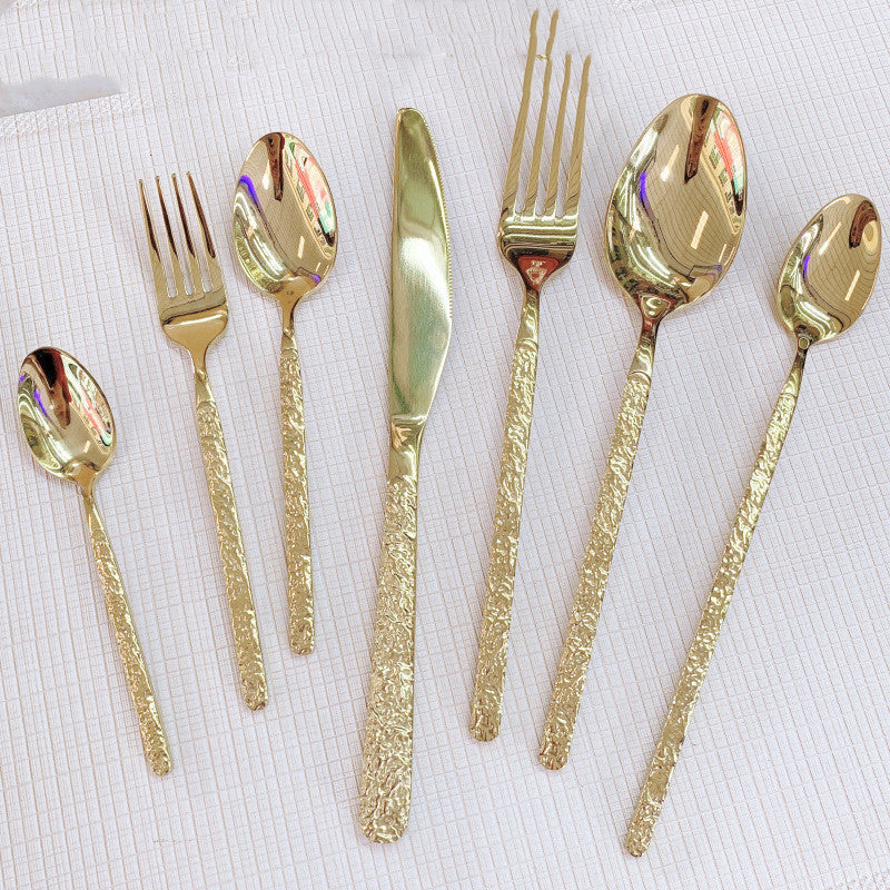 Golden cutlery steak knife and fork