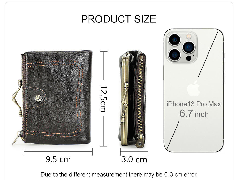 Anti-theft Swiping Top Layer Cowhide Women's Wallet