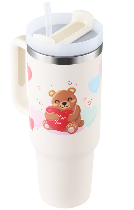 40 Oz Tumbler With Handle Straoffee Cup Tumbler With Lid Tapered Mug Gifw Insulated, Stainless Steel Spill Proof Vacuum Cts For Valentine Lover Suitable For Car Gym Office Travel