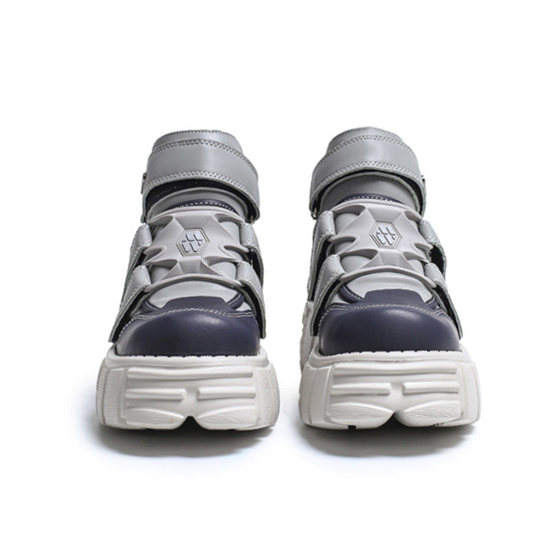 Spring And Autumn New Spanish Retro Punk Contrast Color Platform Thick Bottom Shoes