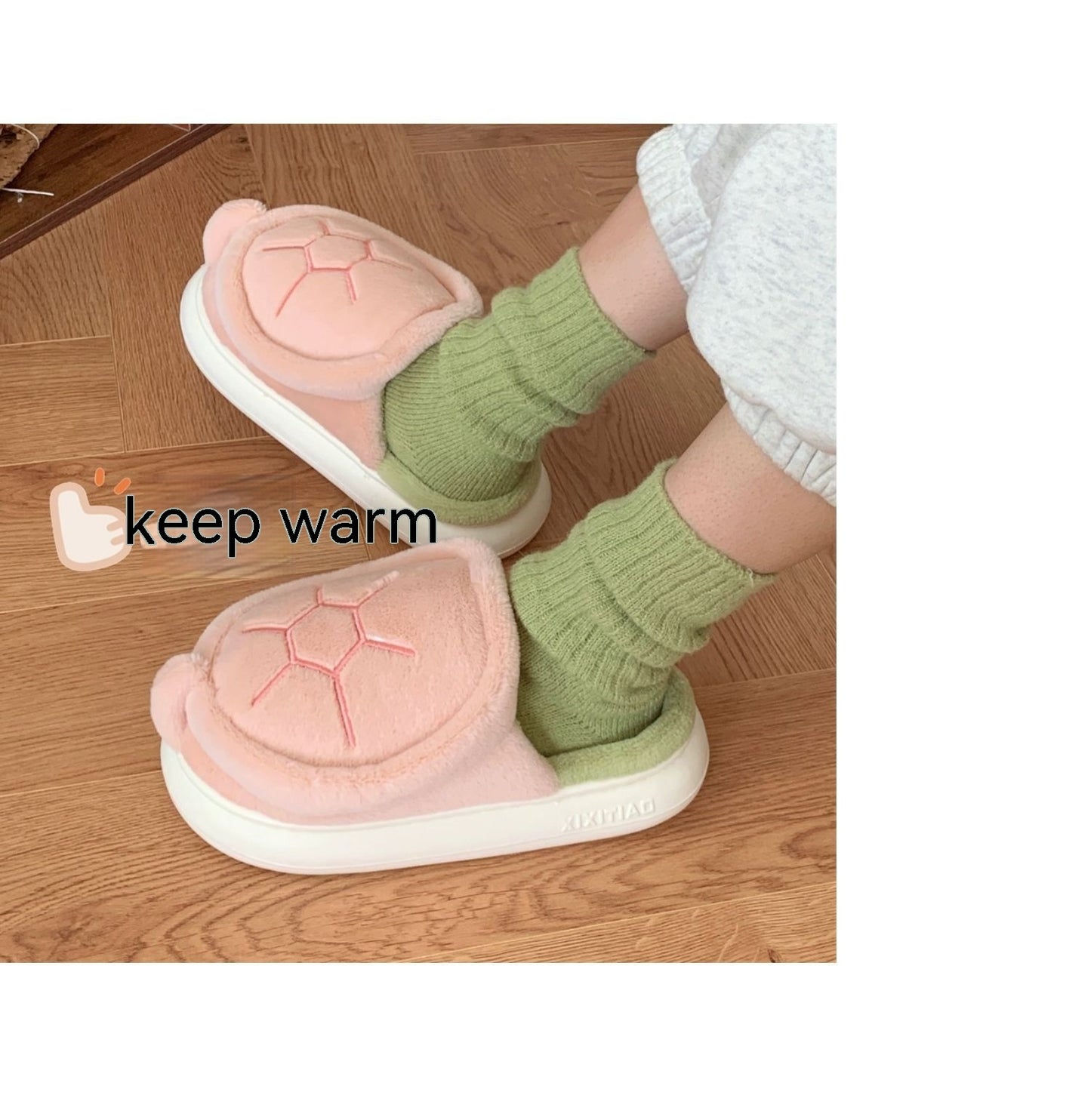 Fleece-lined Creative Little Turtle New Soft Soled Cotton Slipper