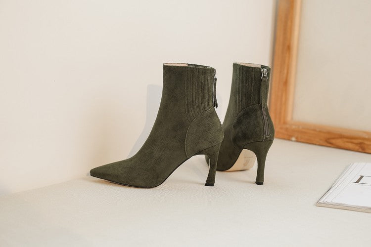 Fashion Stiletto Pointed Toe Ladies Short Boots