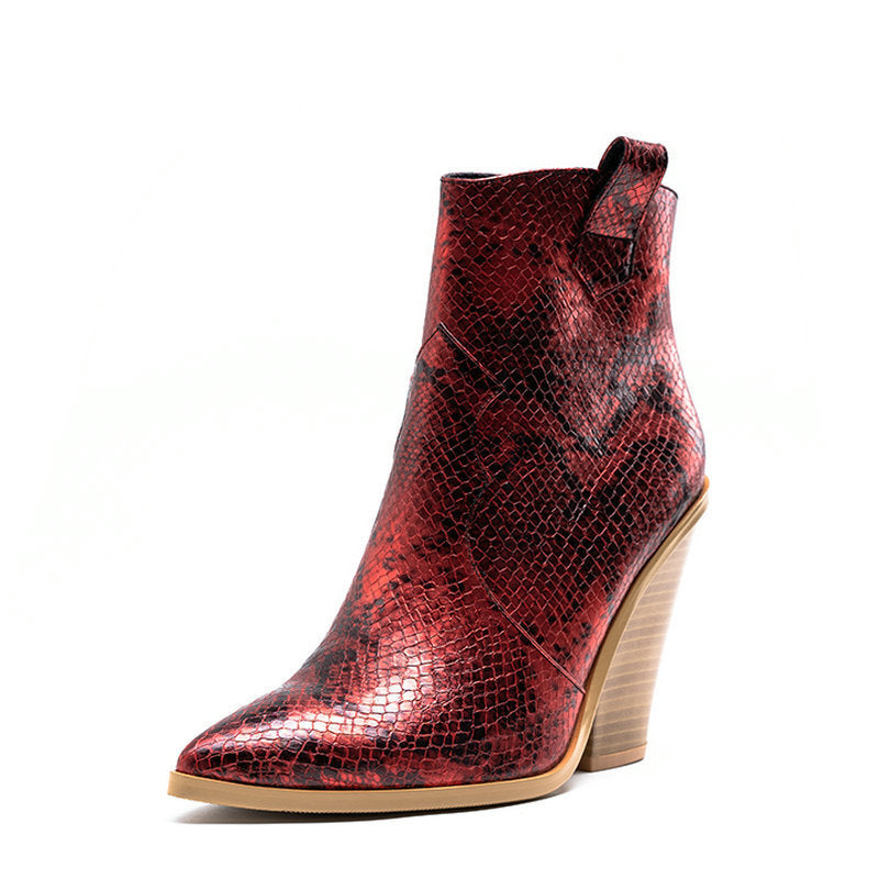 Ladies Fashion Catwalk Snake-print Stone-print Boots Cotton Shoes