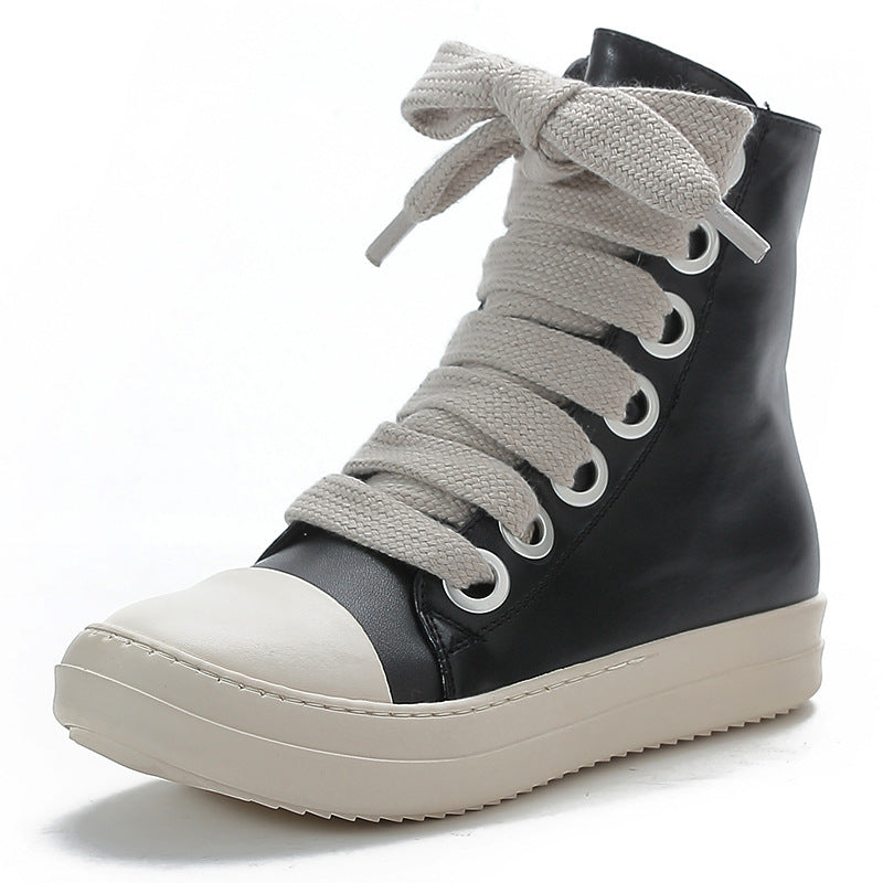 Street Small Leather Boots College Style