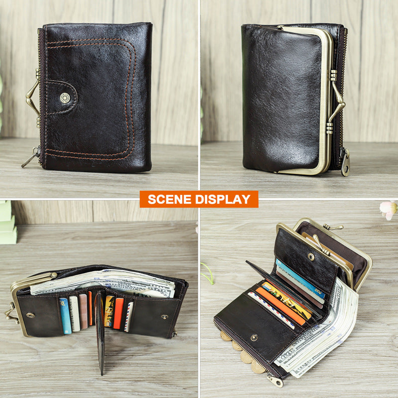 Anti-theft Swiping Top Layer Cowhide Women's Wallet