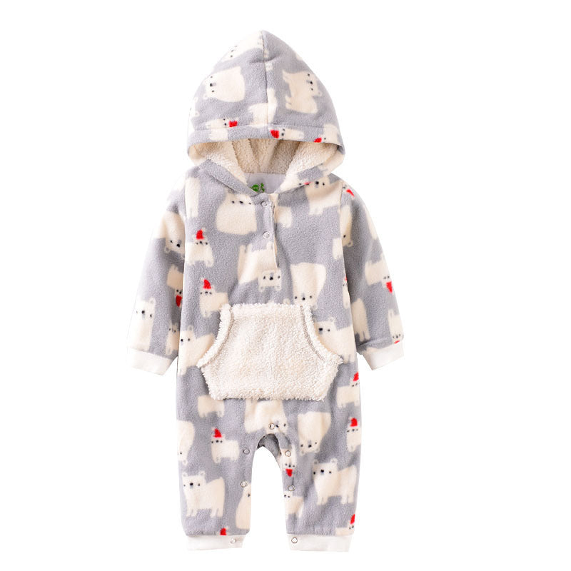 Polar fleece warm long climbing baby one-piece