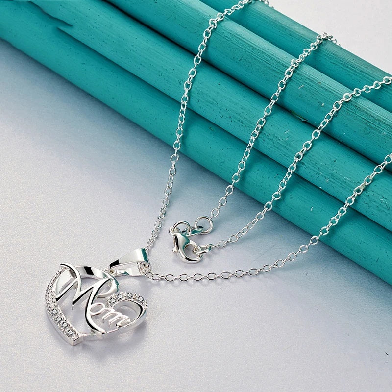 Letter Love Inlaid Zircon Pendant Necklace