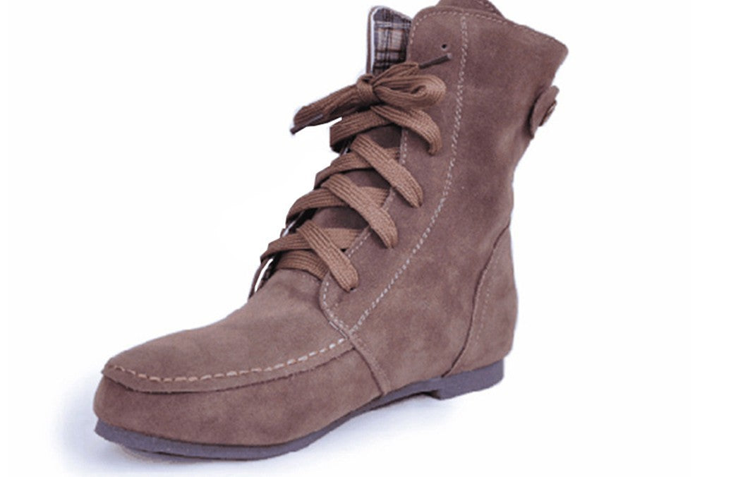 Round-toe Lace-up Foreign Trade Plus Size 43 Spot Women's Boots