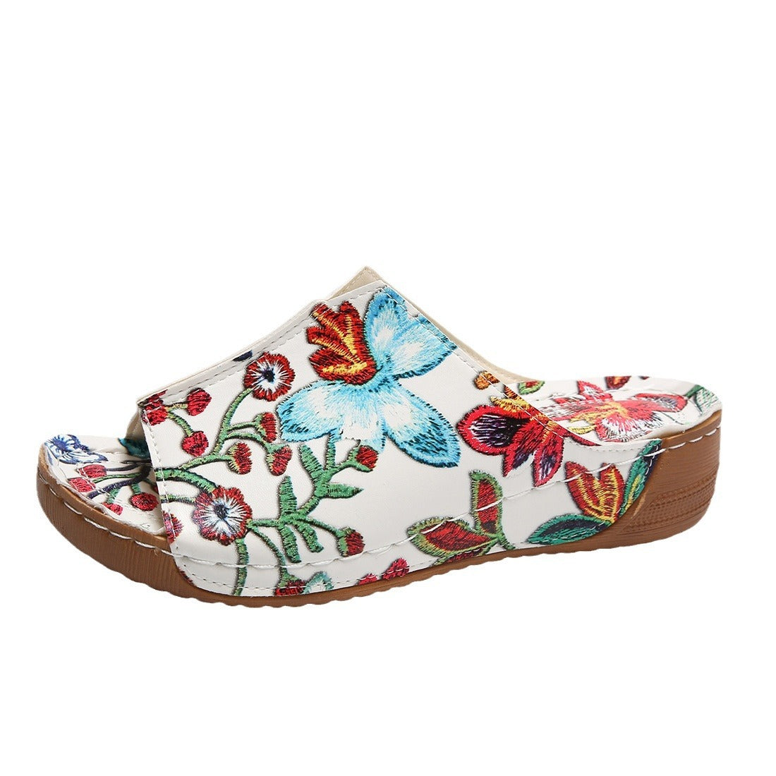 Peep Toe Wedge Fashion Simple Slip-on Fashion Sandal Slippers