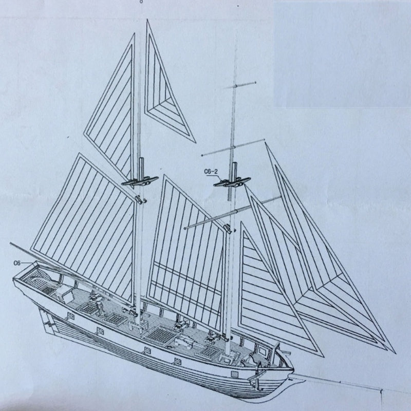 Wooden Assembled Sailboat Model DIY Western Classical Sailboat