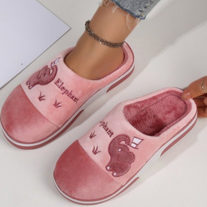 Closed-toe Comfortable Flat Plush Women's Cotton Shoes Daily Indoor Slippers