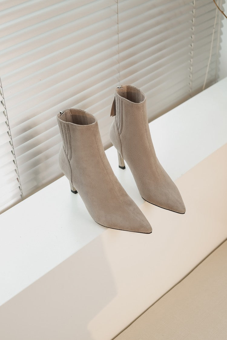Fashion Stiletto Pointed Toe Ladies Short Boots