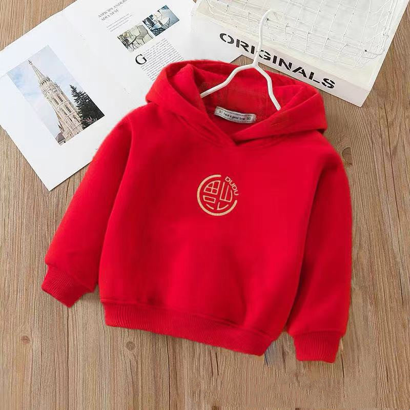 Boys And Girls Hooded Sweater And Cashmere Children's All-match Long-sleeved Clothes