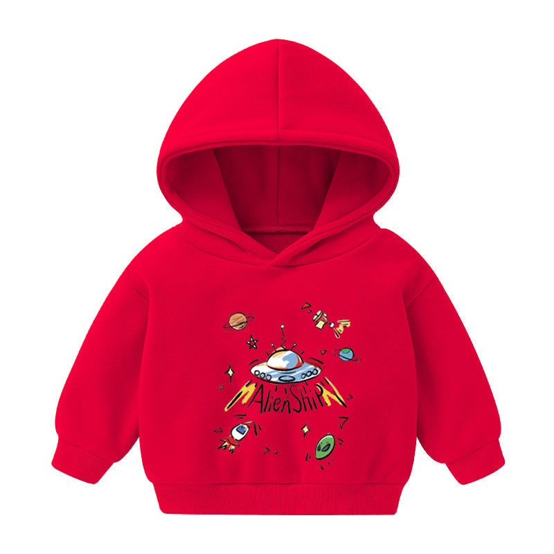 Boys And Girls Hooded Sweater And Cashmere Children's All-match Long-sleeved Clothes