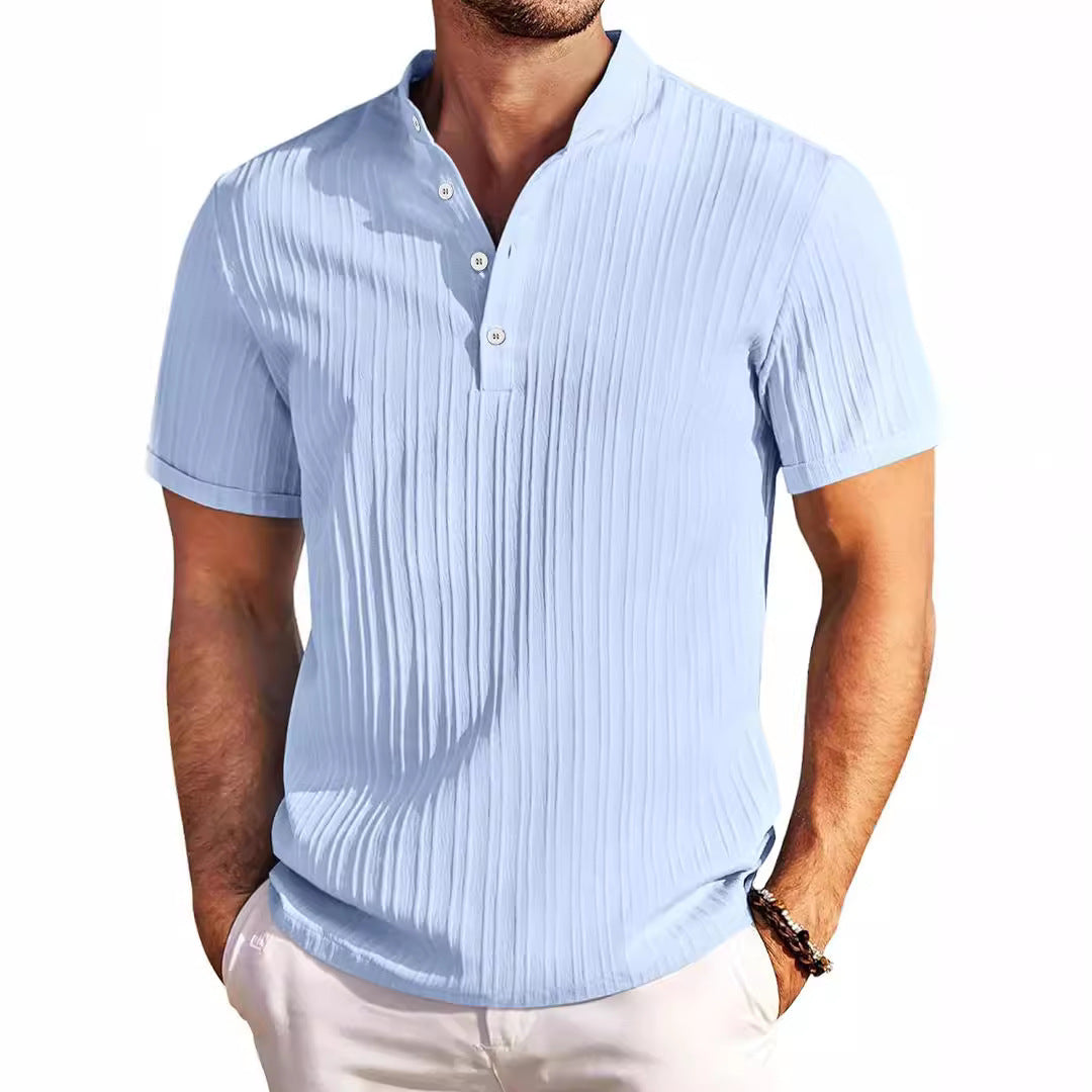 Men's Retro Cotton And Linen Stripes Casual Loose Shirt
