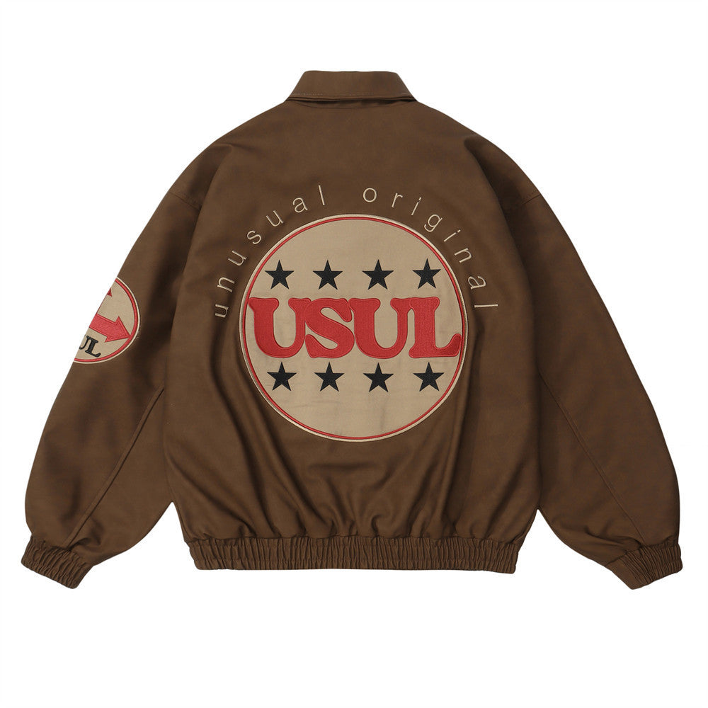 Men's Paste Cloth Embroidery Letter Coat