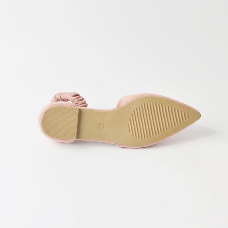 Cross-border Satin Bag Heel Flat Retaining Sandals