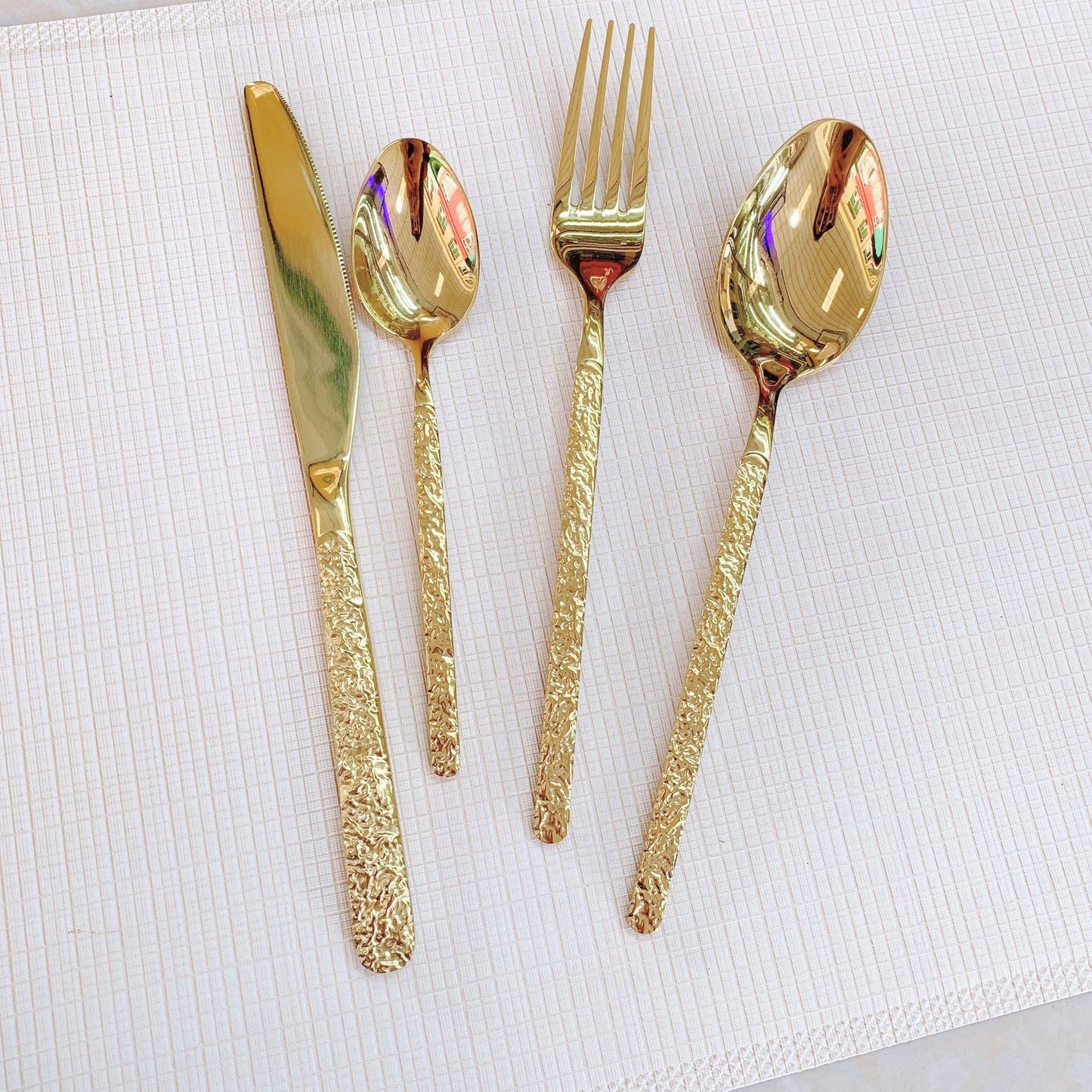 Golden cutlery steak knife and fork