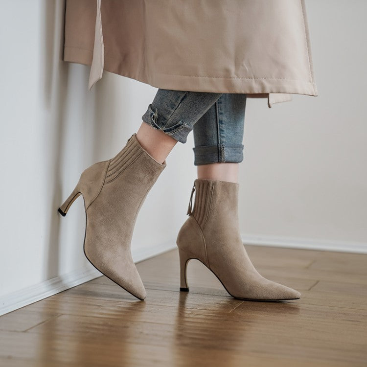 Fashion Stiletto Pointed Toe Ladies Short Boots