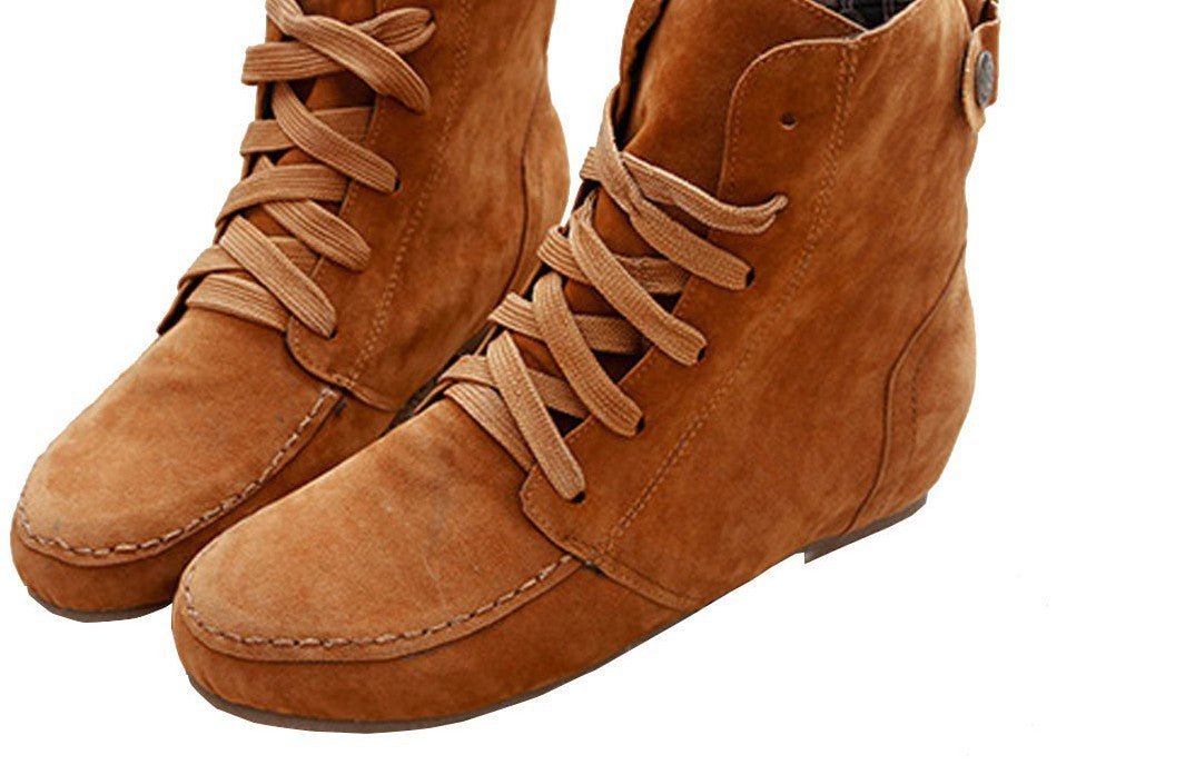 Round-toe Lace-up Foreign Trade Plus Size 43 Spot Women's Boots
