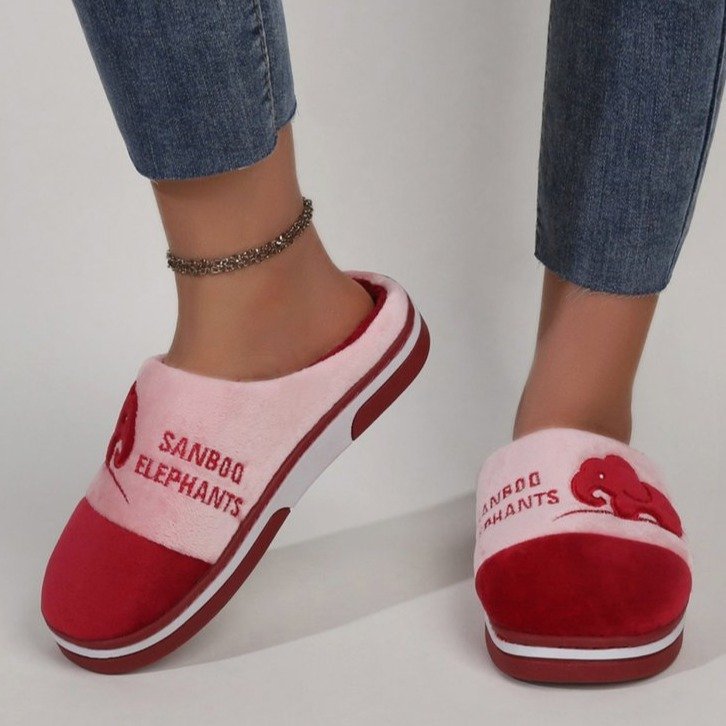 Closed-toe Comfortable Flat Plush Women's Cotton Shoes Daily Indoor Slippers