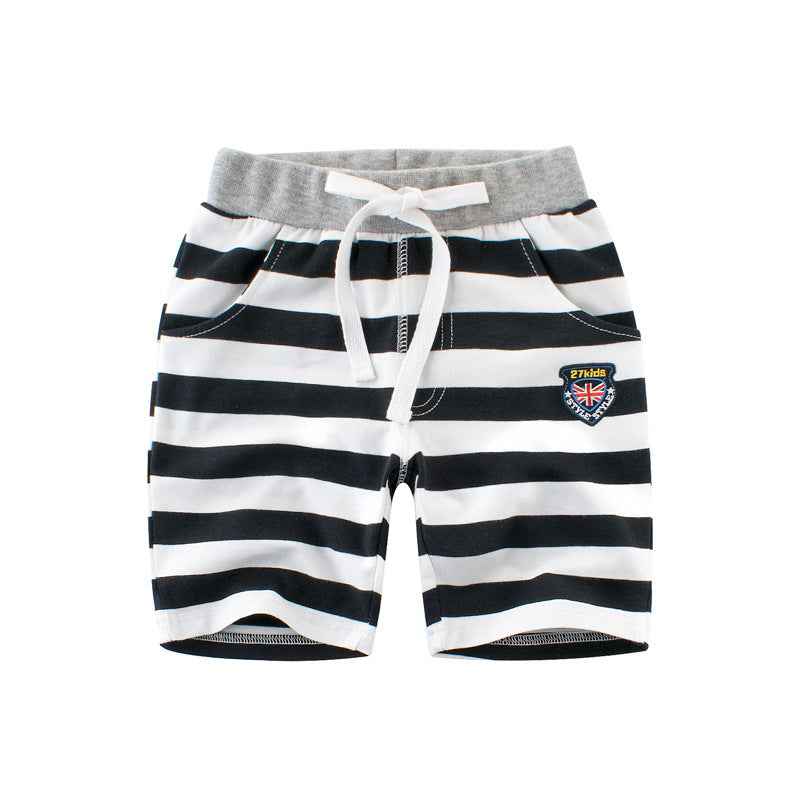 Boys' trousers striped elastic cotton baby Capris children's trousers summer style