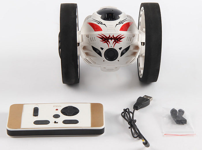 Mini Autos Bounce Auto PEG SJ88 2,4 ghz RC Auto mit Flexible Räder Rotation LED Licht Fernbedienung Roboter Auto spielzeug für Geschenke