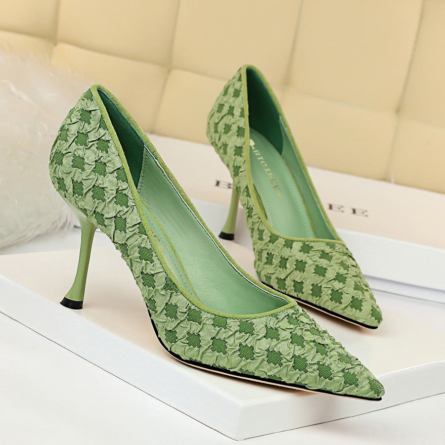All-match Net Celebrity Design Sense Pointed Fairy High Heels