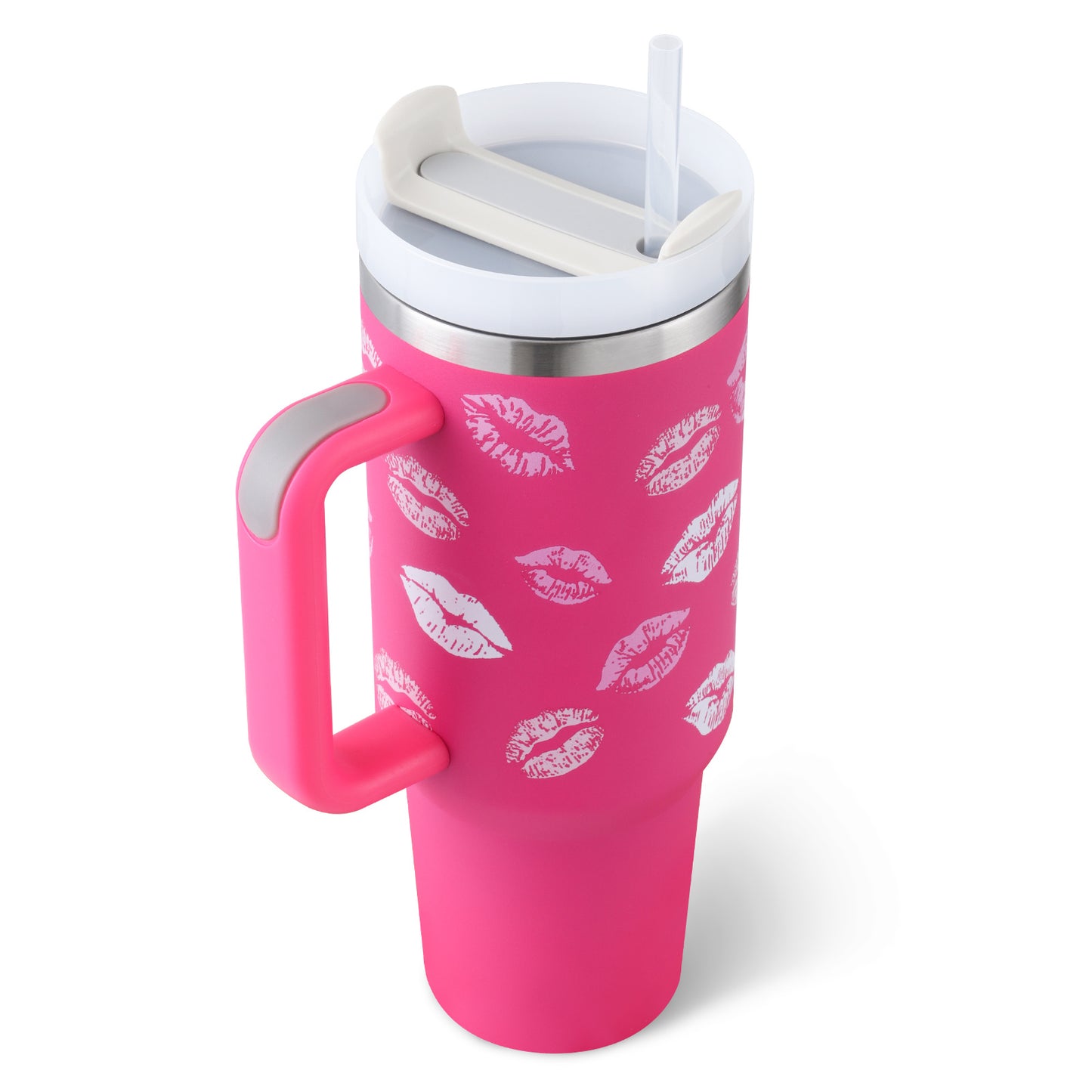 40 Oz Tumbler With Handle Straoffee Cup Tumbler With Lid Tapered Mug Gifw Insulated, Stainless Steel Spill Proof Vacuum Cts For Valentine Lover Suitable For Car Gym Office Travel