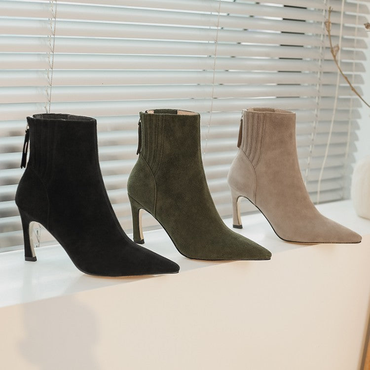 Fashion Stiletto Pointed Toe Ladies Short Boots