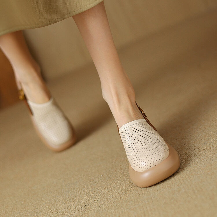 Closed Toe Platform Hollow-out Sandals Women's Round Toe